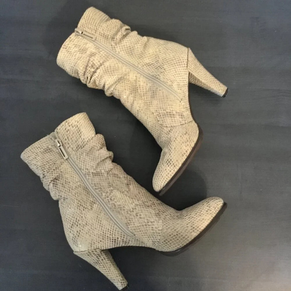 Le Saunda boots snake print grey  leather vintage Sz 7 - Picture 6 of 12